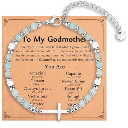 Religious Cross Bracelet for Women Girls, Christian Gifts - color: Godmother