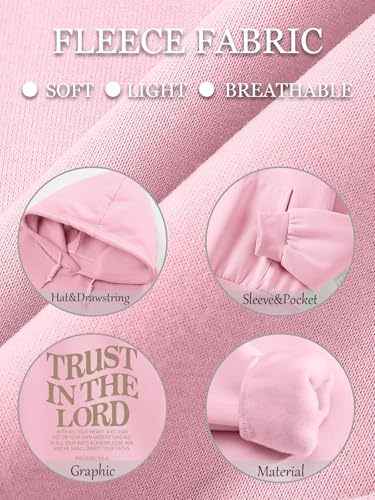 Tuislay Trust In The Lord Hoodie Christian Sweatshirts Women - color: Pink, size: Small