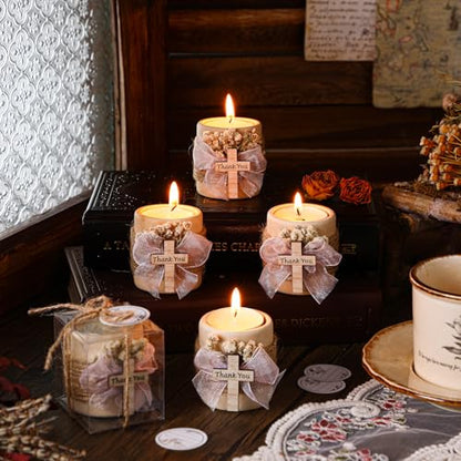 MTLEE 16 Pack Wooden Tealight Candle Holder Kit Guest Gifts, Cute - color: Multicolor
