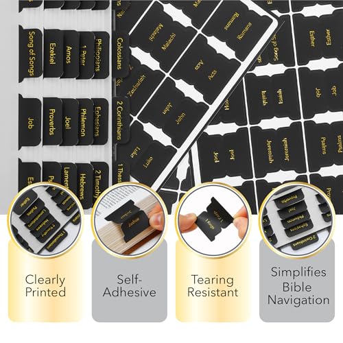 Mr. Pen- Laminated Bible Tabs, 75 pcs, Black, Gold Foil Embossed Lettering - color: Black (Gold Foil Lettering)