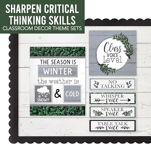 Classroom Calendar Set Bulletin Board Decorations, 98pc School Calendar Set - color: Farmhouse Grey