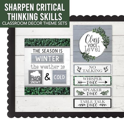 Classroom Calendar Set Bulletin Board Decorations, 98pc School Calendar Set - color: Farmhouse Grey