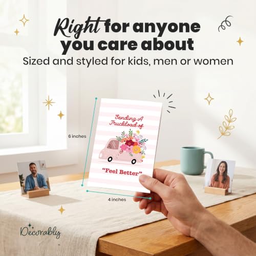 Decorably 24 Pack 4x6in Vibrant Friends Get Well Cards with Envelopes