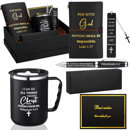 Shellwei 6 Pcs Christian Gifts for Men, Bible Verse Faith Set,Black - color: Black