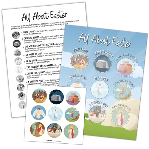 All About Easter Learning Card, Sunday School Activities with Stickers, 8.5” X 11” (Pack of 2)