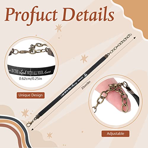 Jeyiour 20 Pcs Christian Leather Bracelets Bible Verse Quotes - color: Black