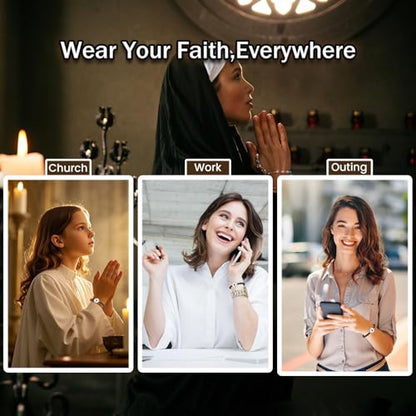 Daily Bible Verse Bracelet Wearable with NFC, Bible Verse Christian Gift for Women, Men and Teens - color: Black