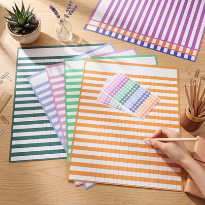Eersida 8 Pack Color Crush Dry Erase Incentive Chart with 1350 Stickers Large Classroom Attendance Behavior Chart Reward Progress Tracker Poster for Teacher Back to School Supplies, 13" x 17"