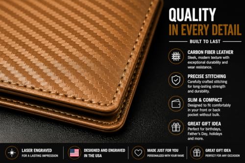 LaserGram Personalized Wallet, Christian Cross (Carbon Fiber Bronze) - color: Carbon Fiber Bronze