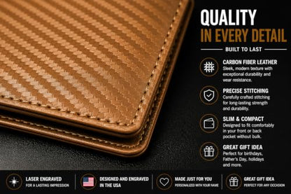 LaserGram Personalized Wallet, Christian Cross (Carbon Fiber Bronze) - color: Carbon Fiber Bronze