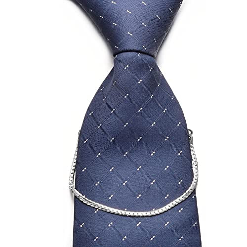 2Pcs Tie Chain for Men Classic with Double Single Gold Silver Elegant Chain Tie Cilp - color: silver single chain (two)