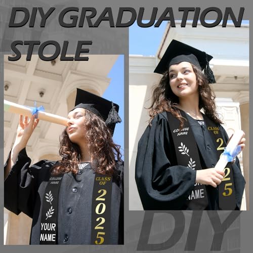 Geyoga 24 Pcs Graduation Stole Bulk Sublimation Blank 70 in - color: Black