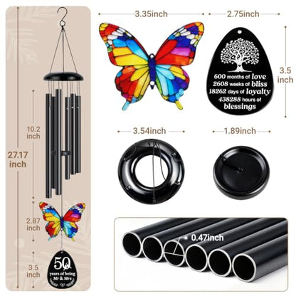 50th Anniversary Wind Chime Gifts, Happy 50th Wedding Jubilee Gifts - color: 50th Anniversary Timeline Gift