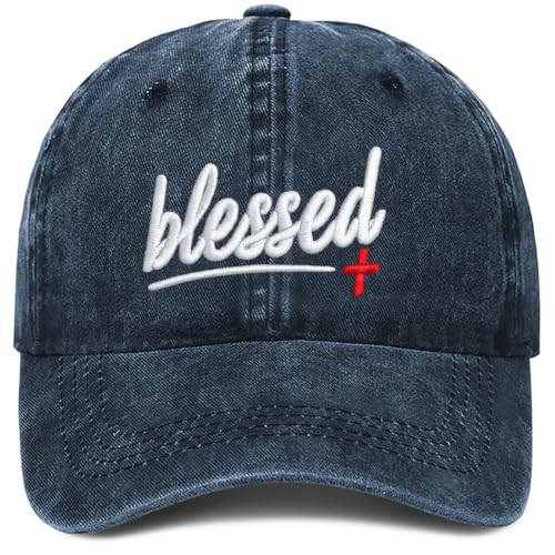 Christian Baseball Cap for Men & Women - Embroidered Jesus Cross Hat, Adjustable Christian Gifts - color: Christian-14 Navy Blue