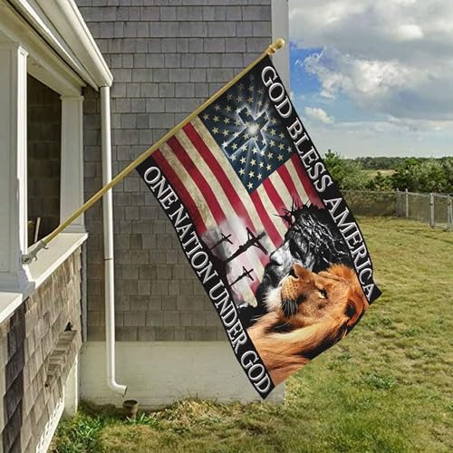 One Nation Under God Jesus Flag God Bless Amercia Flags 3x5 Outdoor Christian Faith Over Fear Jesus Easter Flag Patriotic House Yard Decorations Banner Gifts