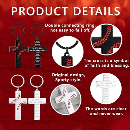 Football/Baseball/Soccer/Basketball Cross Keychain for Men Sport Gifts - color: Black, style: Baseball-joshua 1:9
