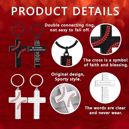 Football/Baseball/Soccer/Basketball Cross Keychain for Men Sport Gifts - color: Gold, style: Baseball-joshua 1:9