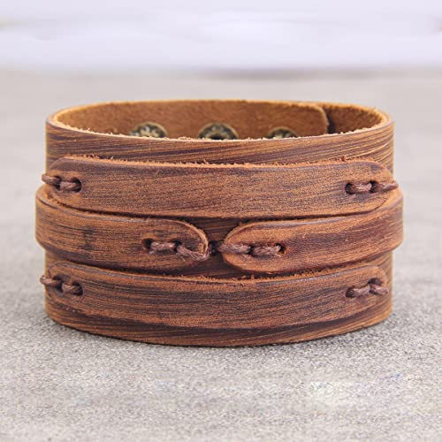 GelConnie Punk Leather Cuff Bracelet Adjustable Straps Wrap Bracelets Arm Armor Cuff Gothic Leather Wristbands for Men, Women - color: Style LPB005