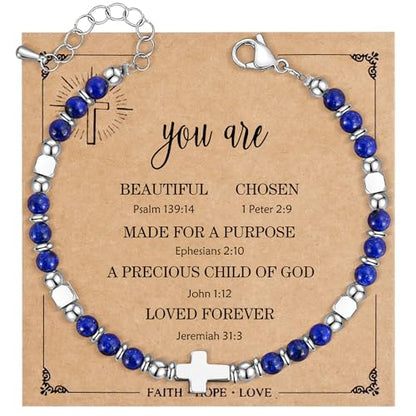 VIBILIA Cross Beaded Bracelets for Women, Birthday Gifts - color: G 1. Cross - Royal Blue