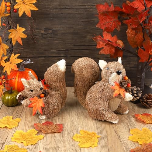winemana Set of 2 Fall Decorations for Home Squirrels Table Decor - style: style 3