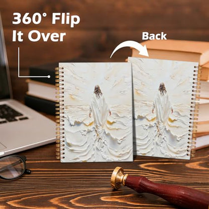 Christian Journal, Bible Study Notebook, Bible Notebooks for Note Taking, Jesus Walking on Water Church Hardcover Spiral Notebook for Women Man, 5.5x8.3 Inch - color: Jesus-3
