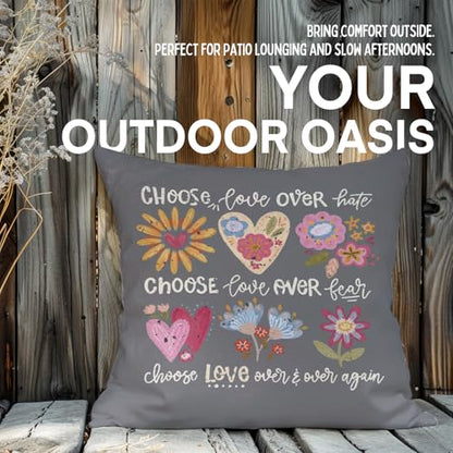 QIYUHOY Boho Floral Heart Affirmations Throw Pillow Covers, 18x18 Inch - color: 003-motivational