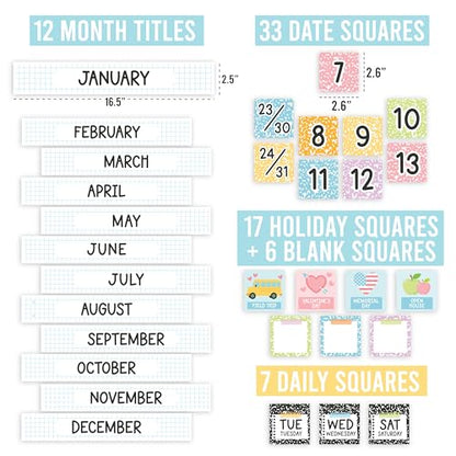 Classroom Calendar Set Bulletin Board Decorations, 98pc School Calendar Set - color: Pastel Composition