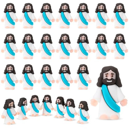 Bememo 25Pcs Mini Jesus Figure for Religious Favor,Cyan Blue - color: Cyan Blue