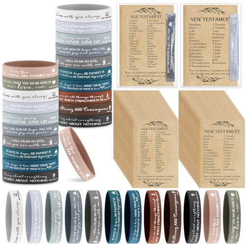 HyDren 36 Sets Bible Verse Bracelets, Religious Gifts Bulk - color: Dark Color