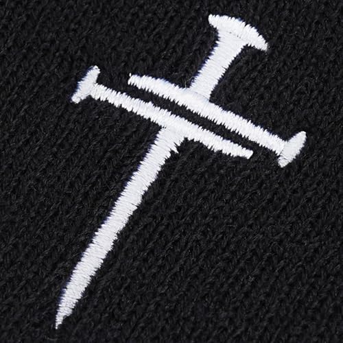 Christian Jesus Cross Beanie - Faith Winter Beanie Hats for Men Women - Religious Gifts for Christmas & New Years - color: Three Nails Cross