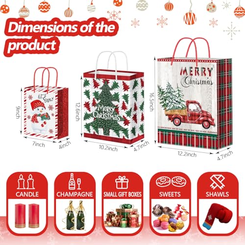 WLUSEAXI 12 Pack Assorted Sizes Bags with Handle Bags for Kids, Xmas Party Favors (Black) - color: Black