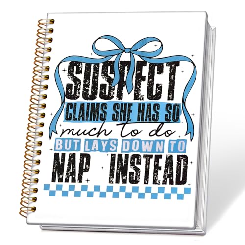 Retro Coquette Blue Bow Notebook, Trendy Preppy Checkered Journal, Preppy Aesthetic Notebooks for Women, Suspect Claims She Has So Much to Do Hardcover Spiral Notebooks 5.5x8.3 Inch - color: 05-Bible(01-blue)