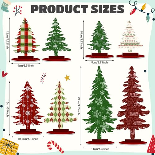 Namalu 16 Pcs Joy Christmas Tree Centerpiece Buffalo Plaid Snowflake - style: Joy