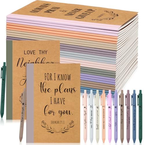 Resurhang 30 Sets Christian Gifts Bulk Bible Notebook Religious Pen,Morandi - color: Morandi