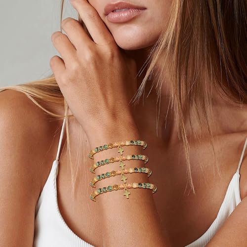 BROCC 9PCS Christian Cross Bracelet for Women Cross Charm Bracelets Set