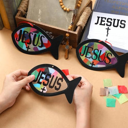Sinload 24 Sets Jesus Faith Fish Craft Kit, Christian Vbs Crafts - style: Fish
