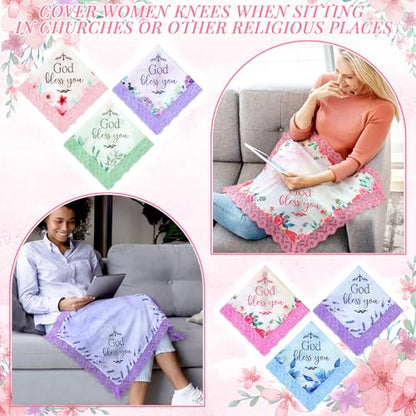 6 Pcs 23'' Church Lap Scarf for Women Christian Handkerchief, God Bless You - style: God Bless You