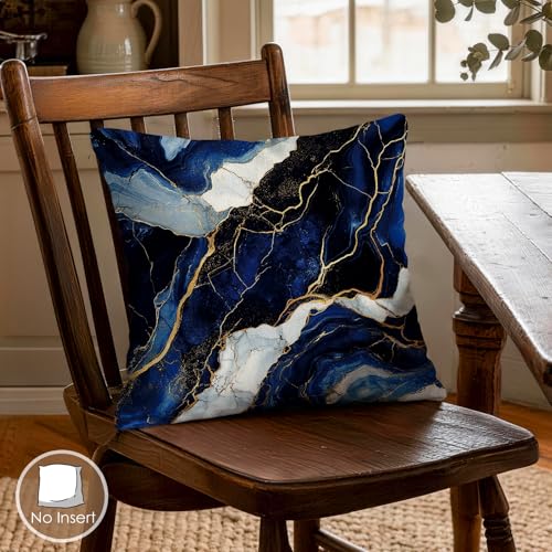 OBSEDE Blue Gold Marble Home Bless Throw Pillow Covers 18x18 in Set of 4 - color: Blue Marble With Faith Quotes, size: 18" x 18" (Pack of 4)