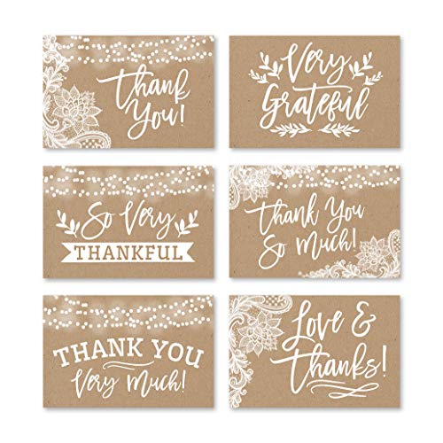 24 Bulk Thank You Cards with Envelopes Blank Cute Thank You Notes - color: Kraft White 24 pcs