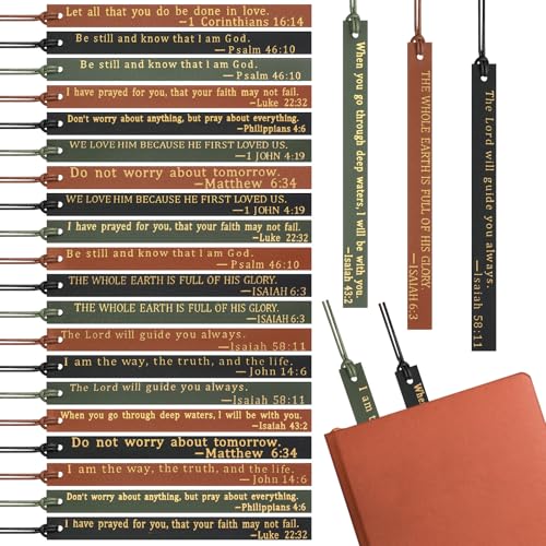 Skyygemm 30 Pcs Christian Leather Bookmarks for Bible Religious Gifts