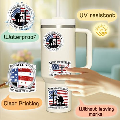 Christian Car Decal Jesus Saves - American Flag Distressed Waterproof - color: Patriotic Military Stickers