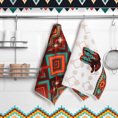 Boyiee Set of 6 Southwestern Kitchen Towels Boho Aztec Theme Dishcloth - color: Western