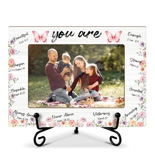 Christian Picture Frame, Inspirational Scripture Picture Frame, Wooden Photo Frame With Stand, Religious Gifts for Family Friends Coworker, 4x6 Photo Frame Home Office Desktop Display Decorations -11 - style: Christian -B