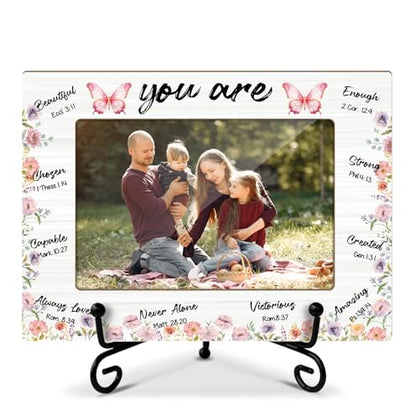 Christian Picture Frame, Inspirational Scripture Picture Frame, Wooden Photo Frame With Stand, Religious Gifts for Family Friends Coworker, 4x6 Photo Frame Home Office Desktop Display Decorations -11 - style: Christian -B
