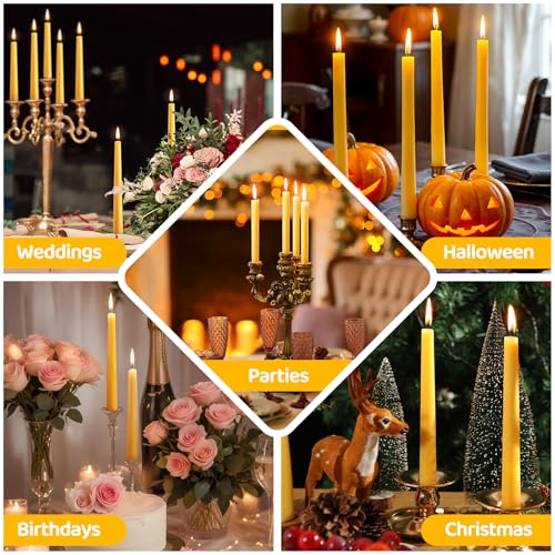 Beeswax Taper Candles,100% Natural Bees Wax Candle Sticks,18 Pack,10 Inch - color: Yellow, size: 10 inch