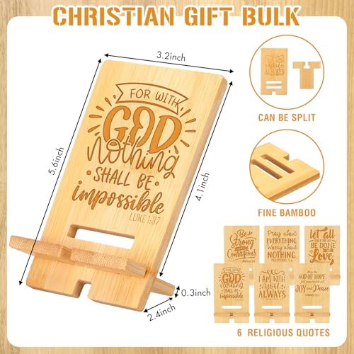Novabright 24 Pcs Christian Bible Verse Bamboo Phone Stand, Natural - style: Natural