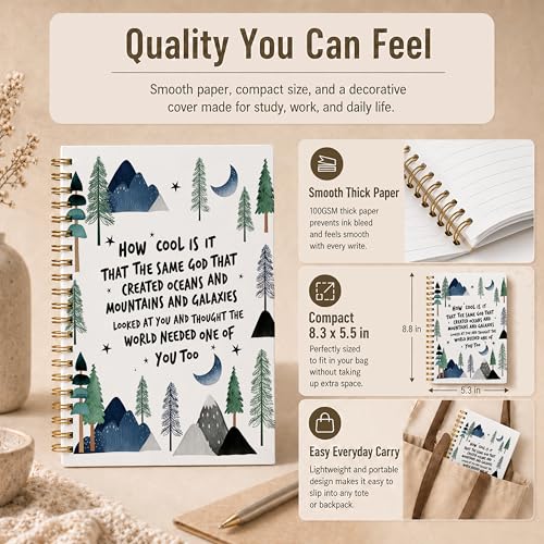 Inspirational Christian Spiral Notebook, How Cool Is It That the Same God Bible Verse Journal, Mountain Forest Religious Hardcover Lined Notebook Journal, 5.5x8.3 Inch - color: pattern-11