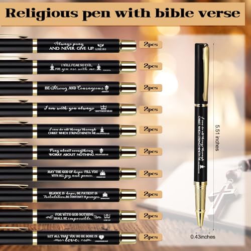 Spakon 20 Sets Christian Gifts Bulk, Scripture Keychain Pen Bookmark Set