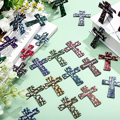 48 Pcs Magnetic Cross Bookmarks Bulk, Marble Style - style: Marble Style