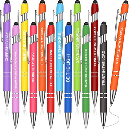 Zonon 12 Pcs Inspirational Pens, Motivational Ballpoint Pen Gifts for Women - color: Fresh Color, style: Bible Style